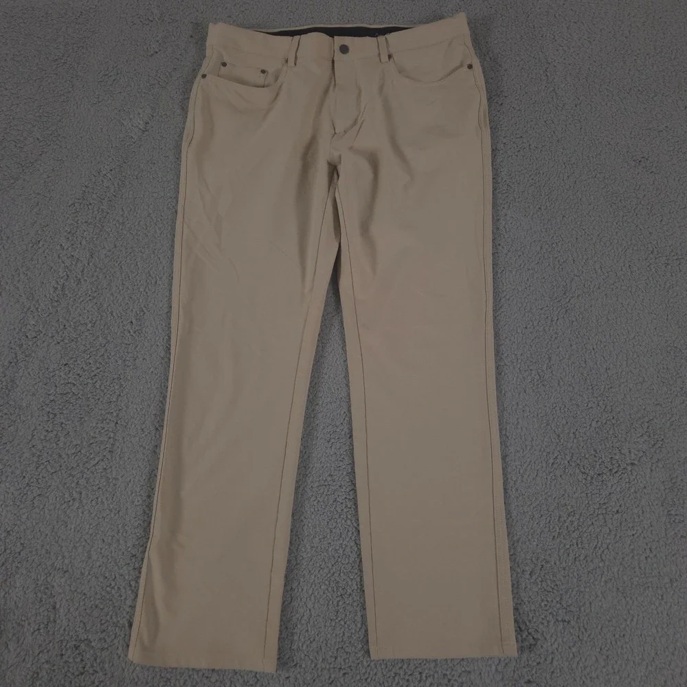 Greg Norman Pants Mens 34x30 Beige Chino Golf Performance Preppy Casual Stretch